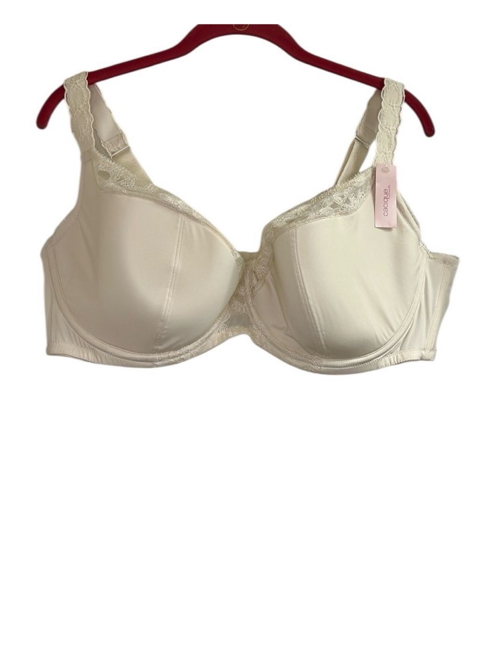Cacique Lightly Lined Underwire Full Coverage Bra NEW Ivory Size 46DD